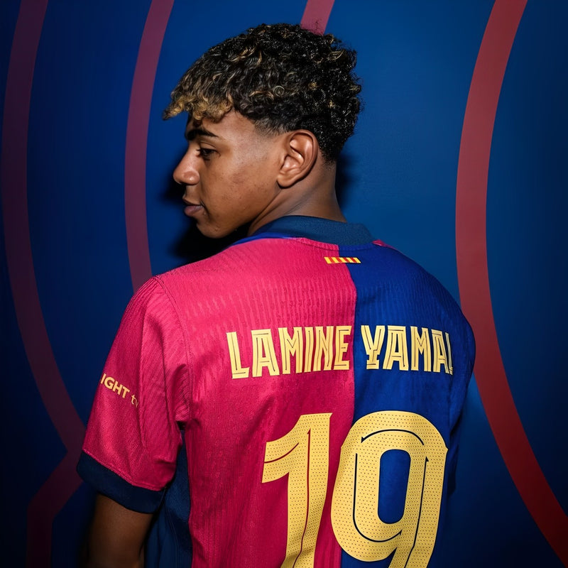 CAMISETA BARCELONA I 24/25 - VERSIÓN JUGADOR - LAMINE YAMAL 19 - HOMBRE CON PARCHE CHAMPIONS LEAGUE