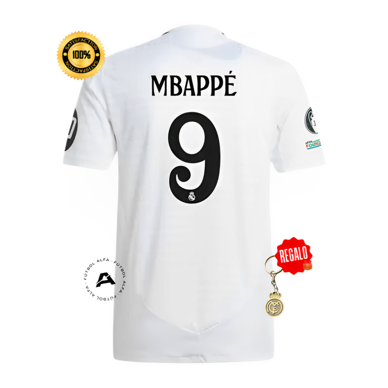 CAMISETA REAL MADRID I 24/25 HOMBRE - MBAPPÉ 9 - CON PARCHE CHAMPIONS LEAGUE